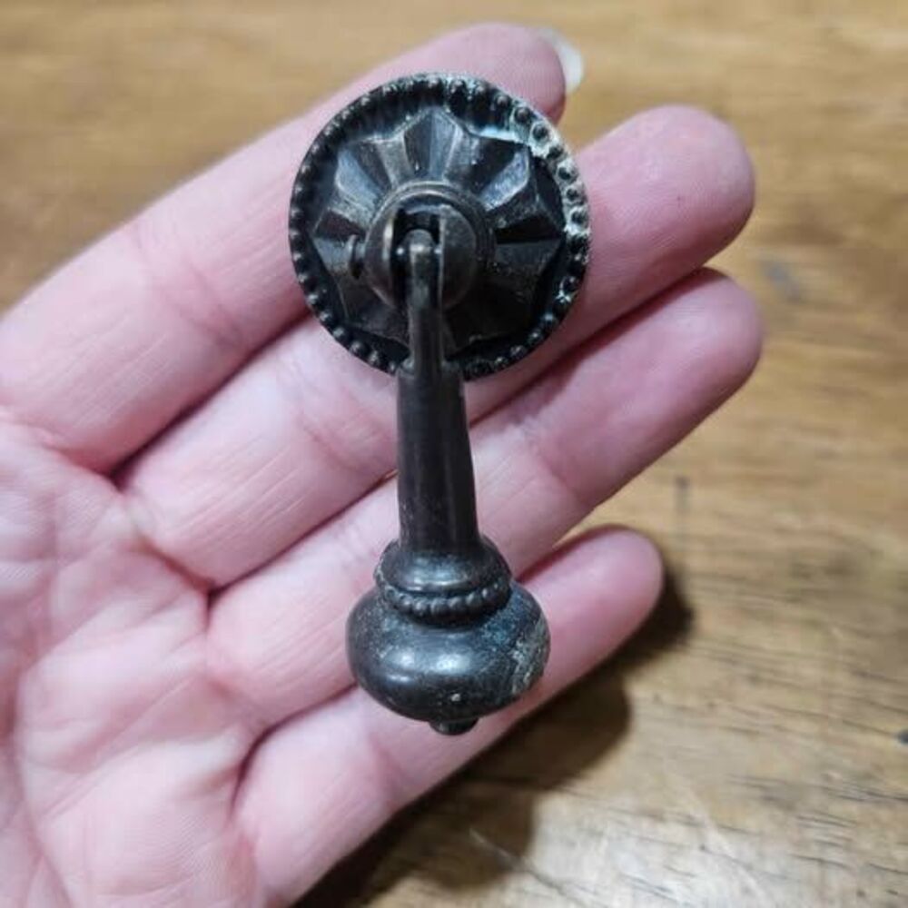 Vintage Brass Drop Pull Furniture Handle